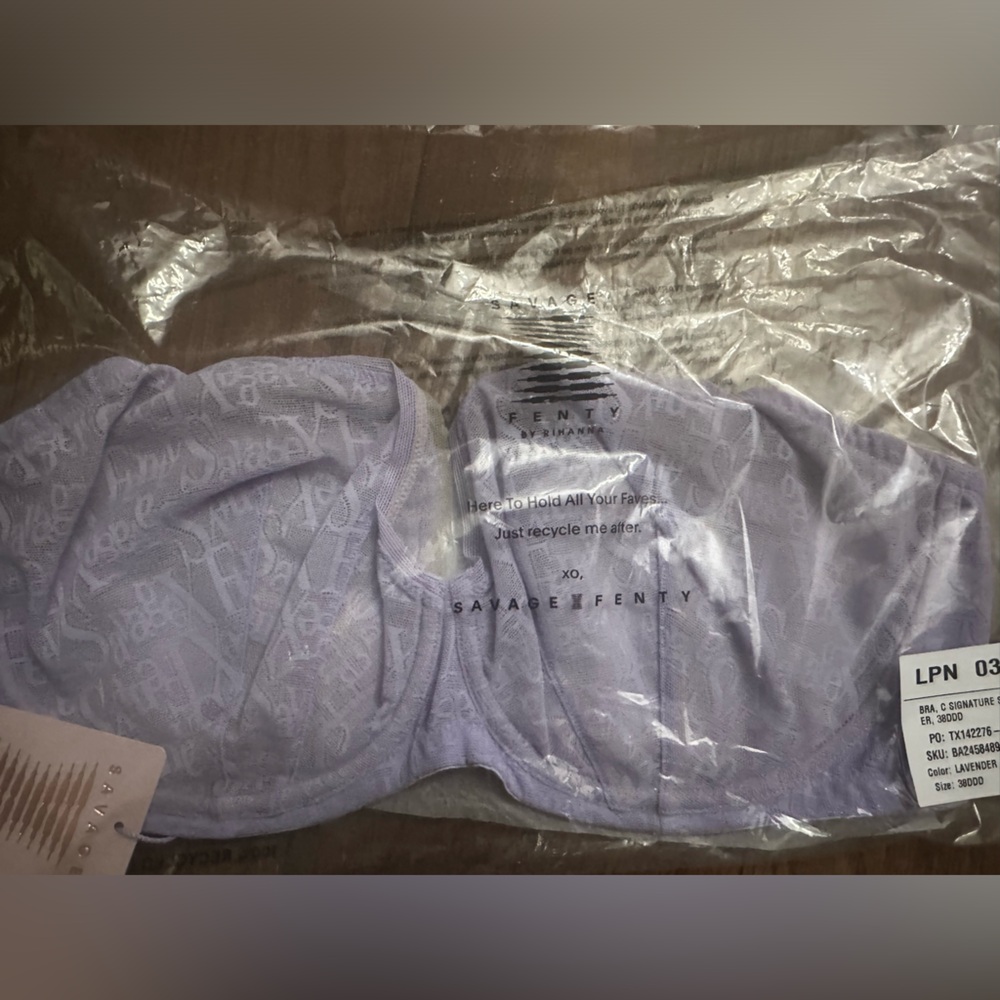 NWT SIGNATURE SCRIPT UNLINED LACE BRA 38DDD LAVENDER - Picture 3 of 4